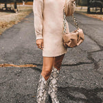 Margovil Turtleneck Long Sleeves Ribbed Knit Sweater Dress(in 7 Colors!)
