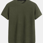Short Sleeve Waffle Ribbed Hem T-Shirt