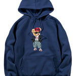 Hip Hop Style Bear Print Hoodie