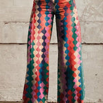 Margovil High Rise Color Block Printed Wide Leg Pants