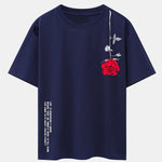 Slogan Rose Print Drop Shoulder Oversize T-Shirt