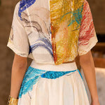 Crewneck Short Sleeves Crop Top High Rise Maxi Skirt Floral Print Set