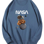 Space Bear Print Cotton Sweatshirt