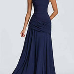 Margovil Sleeveless Back Criss Cross Solid Flowy Maxi Dress