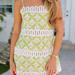 Margovil Hollow Out Splice Printed Mini Cami Dress