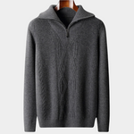PURE EXTRA-FINE MERINO WOOL HALF ZIP SWEATER