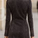 Suede Zip Front Mini Dress