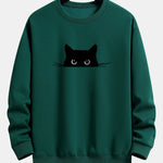 Black Cat Print Relax Fit Sweatshirt