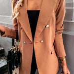 Margovil Lapel Double Breasted Open Front Blazer Jacket