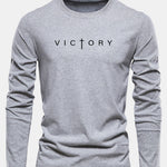 Long Sleeve Victory Slogan Print Cotton T-Shirt