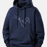 Line Dog Print Relax Fit Hoodie