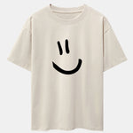 Smiley Face Print Drop Shoulder Oversize T-Shirt
