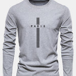 Long Sleeve Paris Stripe Print Cotton T-Shirt