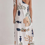 Margovil Tie Knot One Shoulder Floral Print Maxi Dress