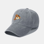 Zipper Bear Pattern Casual Washed Cotton Baseball Cap