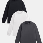 3 Pieces Basic Long Sleeve Mock Neck T-Shirt