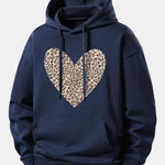 Leopard Heart Print Relax Fit Hoodie