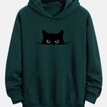 Black Cat Print Relax Fit Hoodie