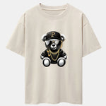 Hip Hop Bear Print Drop Shoulder Oversize T-Shirt