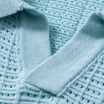 Textured Jacquard Johnny Collar Knit Polo