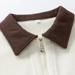 Color Block Zipper Polo Sweatshirt