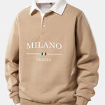 Milano Print Contrast Polo Collar Sweatshirt