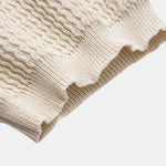 Wave Jacquard Knit V Neck Polo Shirt & Straight Leg Ribbed Pants