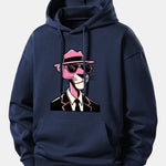 Pink Gentleman Panther Print Relax Fit Hoodie