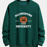 Halloween Pumpkin Town Print Relax Fit Sweatshirt