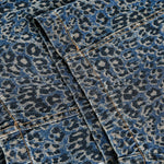 Leopard Print Washed Distressed Denim Baggy Pants