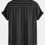 Cotton Blend Striped Stand Collar Shirt