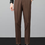 Stripe Johnny Collar Knit Polo & Slim Fit Tapered Trousers