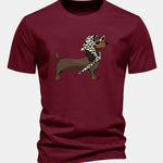 Regular Fit Headscarf Dachshund Print Cotton T-Shirt