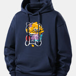 Graffiti Bear Print Relax Fit Hoodie