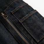 Boxy Faux Fur Collar Washed Denim Hooded Jacket
