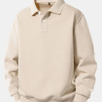 Solid Polo Collar Sweatshirt
