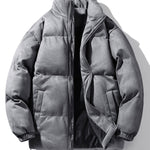 Funnel Neck Faux Suede Puffer Coat