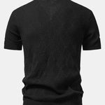 Rhombus Textured Zip Up Knitted Polo Shirt & Slim Fit Tapered Trousers