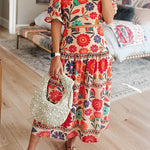 High Rise Floral Print Midi Skirt