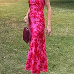 Twist Front High Waist Floral Print Midi Dress