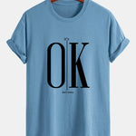 Regular Fit OK Slogan Print Cotton T-Shirt