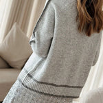 Mockneck Contrast Stitching Wool Knit Sweater