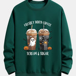 Halloween Coffee Print Relax Fit Sweatshirt