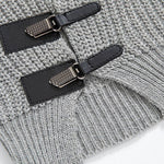 Leather Buckle Turtleneck Sweater