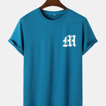 Letter Print Arc Hem T-Shirt