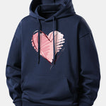 Doodle Heart Print Relax Fit Hoodie