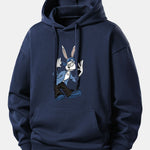 Carton Rabbit Print Relax Fit Hoodie