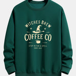 Witches Brew Coffee Halloween Print Relax Fit Sweatshirt