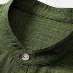 Short Sleeve Stand Collar Shirt & Straight Leg Linen Pants