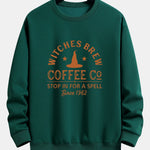 Halloween Witches Brew Coffee Print Relax Fit Sweatshirt